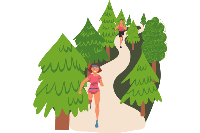 course-sportive Coureurs participant à une course sportive, inscrits via un formulaire numérique et une signature électronique pour les autorisations et la confidentialité.